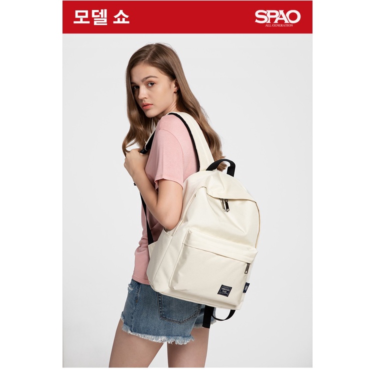 SPAO Balo Canvas Màu Sắc Trơn Phong Cách Hàn Quốc