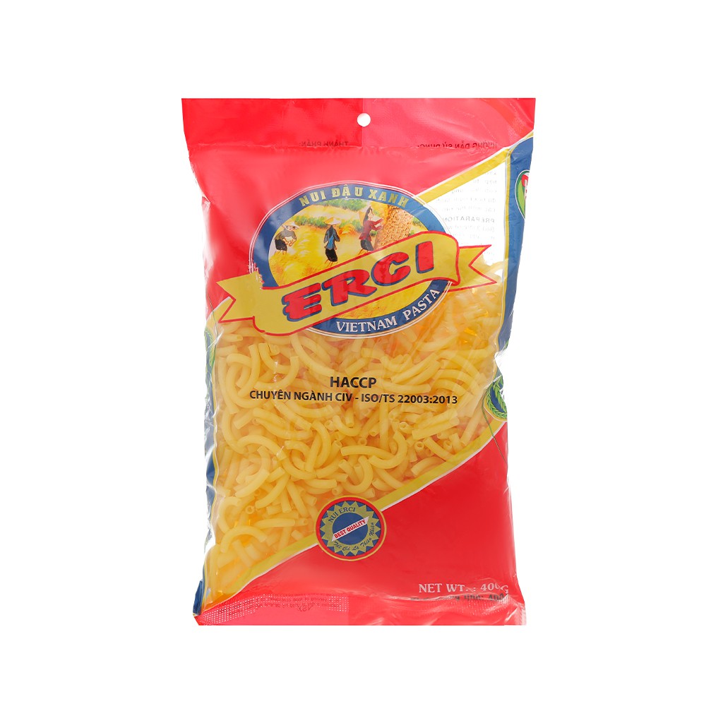 Nui đậu xanh ống nhỏ Erci gói 200g