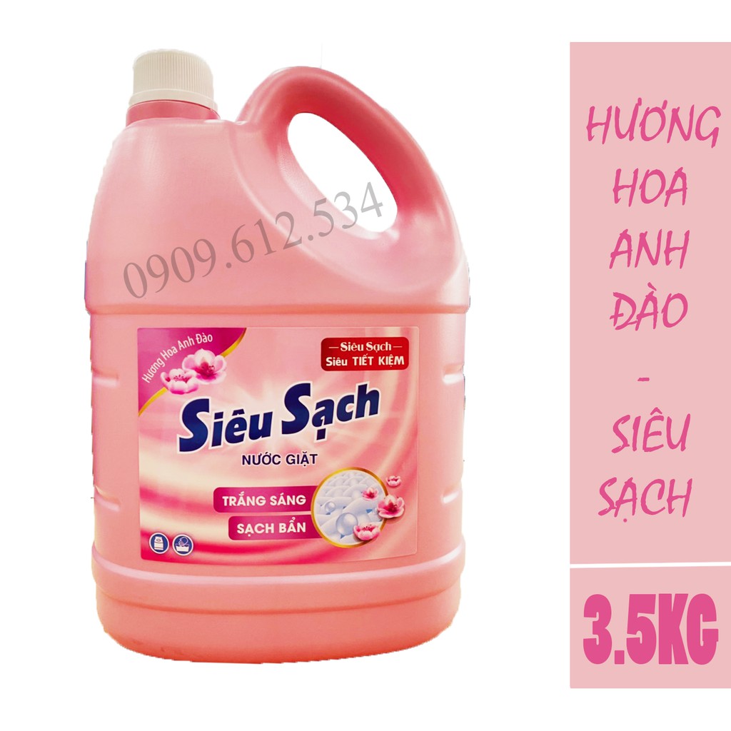 Nước giặt Lix Siêu sạch hương Hoa Anh Đào 3.5kg Trắng sáng, thơm lâu