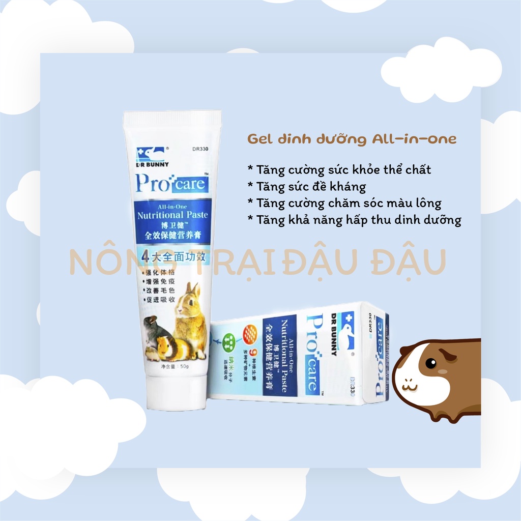 Gel Dinh Dưỡng Dr.Bunny Tăng Cường Đề Kháng, Hấp Thu Dưỡng Chất Cho Thỏ, Bọ Ú, Chinchila, Hamster 50g - DR330