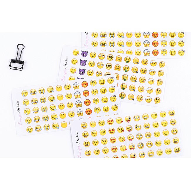 Set 12 tấm sticker mẫu mặt cười emoji màu vàng