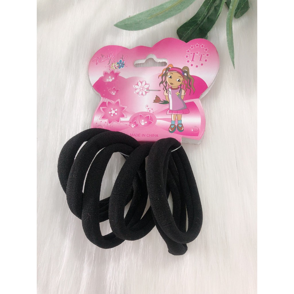 set 6 thun cột tóc trơn dễ xài, chất mịn và dai, độ co giãn tốt.