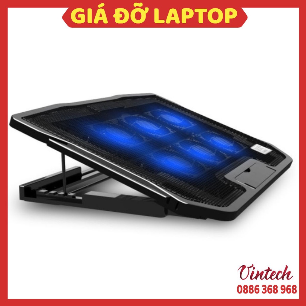 Đế tản nhiệt LAPTOP MACBOOK gaming 17 inch, 15.6 inch, 14 inch 3 quạt 6 quạt lớn làm mát máy tính để bàn cao cấp VINTECH