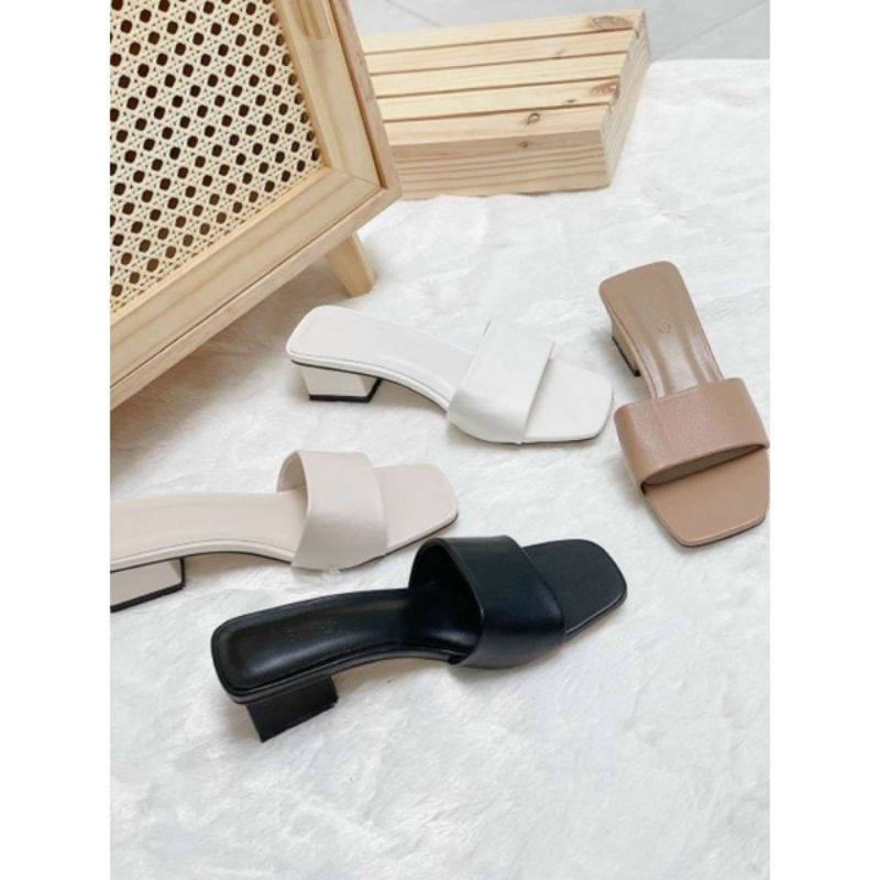Guốc dép cao gót nữ đế vuông 3-4 phân dáng basic,giày công sở nữ hottrend 2022 VINA STORE mã SD33