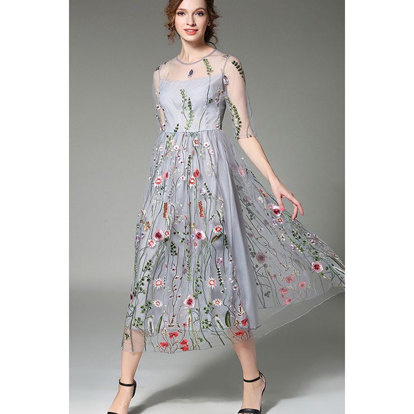 Đầm dạ hội thêu hoa cao cấp dáng dài | BigBuy360 - bigbuy360.vn