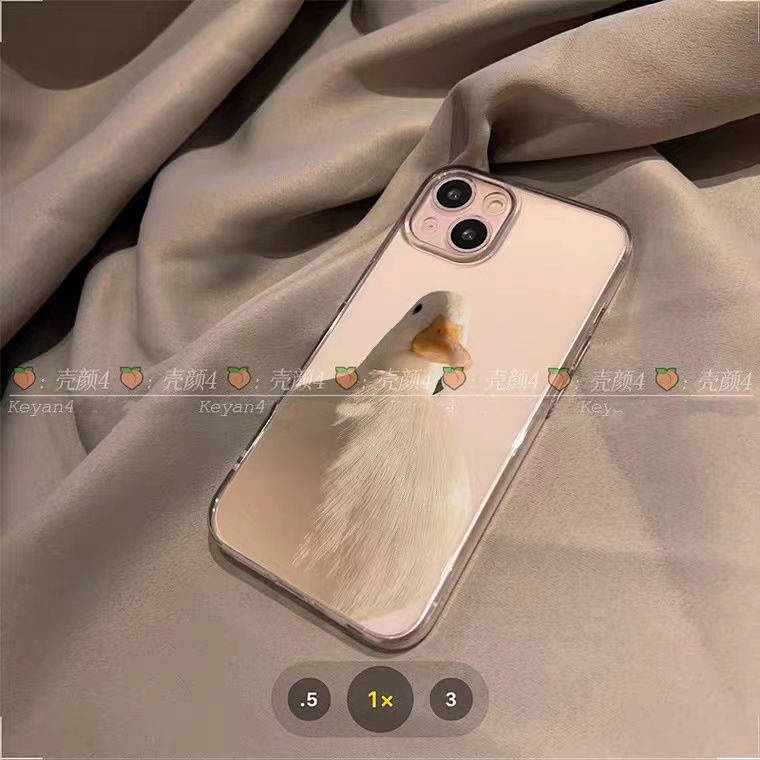 Ốp điện thoại silicon trong suốt cạnh thẳng họa tiết chú vịt cho nam nữ thích hợp cho Iphone12promax 13 11 Xs 8P k3jR