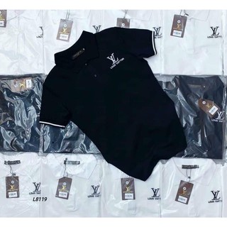 Áo Thun Nam Polo Tay Lỡ, Áo Phông Cổ Bẻ Nam LV Thêu Kèm Viền Đơn Giản Chất Thun Cá Sấu Co Giãn 4C - AC55 - Shopmens