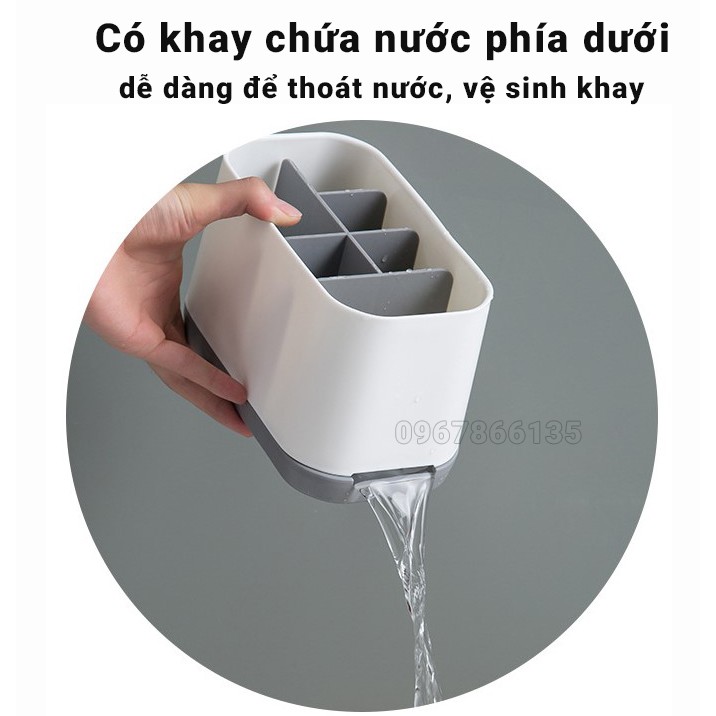 Giá đựng bàn chải đánh răng, hộp đựng bàn chải đánh răng để bàn có thể tháo rời tiện dụng