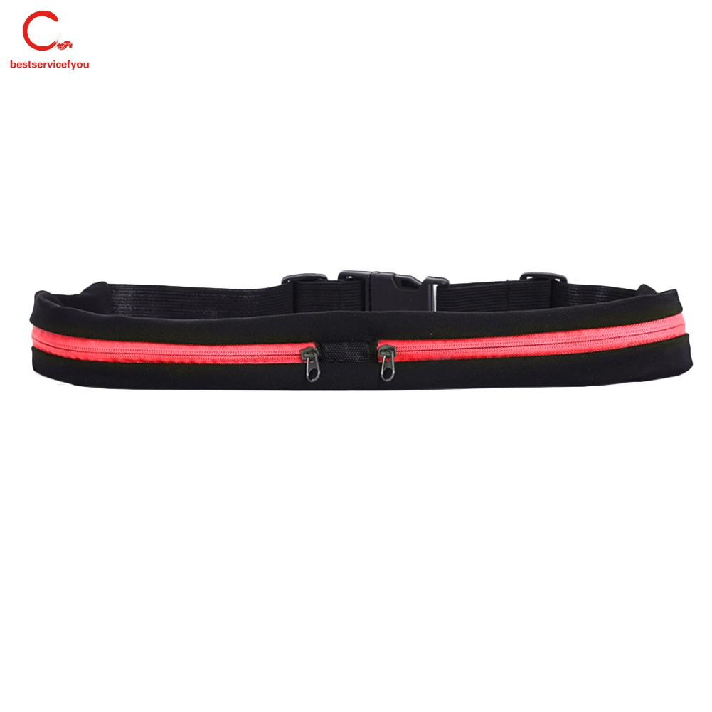 Dual Pocket Running Belt Adjustable Waist Bag for Sports Fitness Mobile Phones