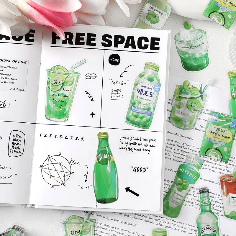 Bộ 10 Sticker Dán Trang Trí Thức Uống Hình Hoạt Hình Dễ Thương