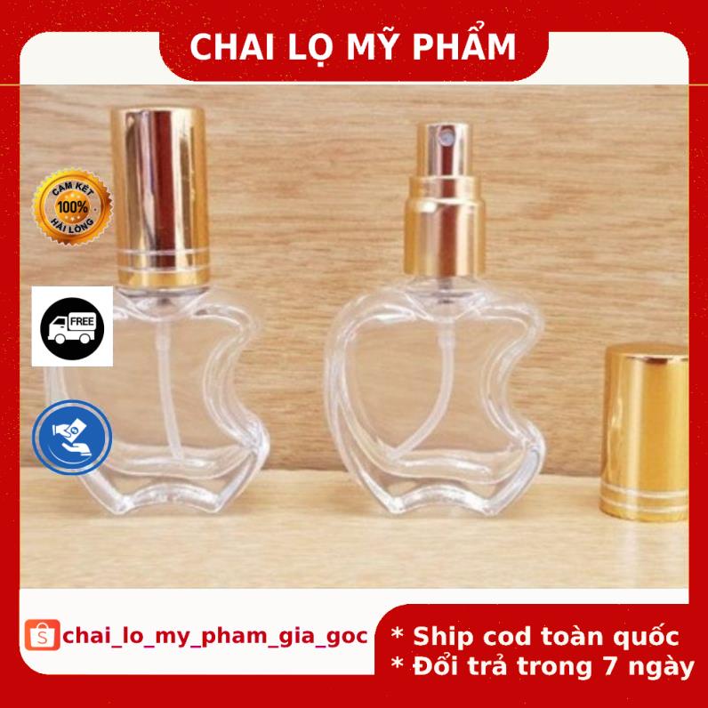 Vỏ Chai lọ chiết nước hoa hình táo thủy tinh 10ml , chai lọ chiết nước hoa , lọ đựng dầu thơm , phụ kiện du lịch