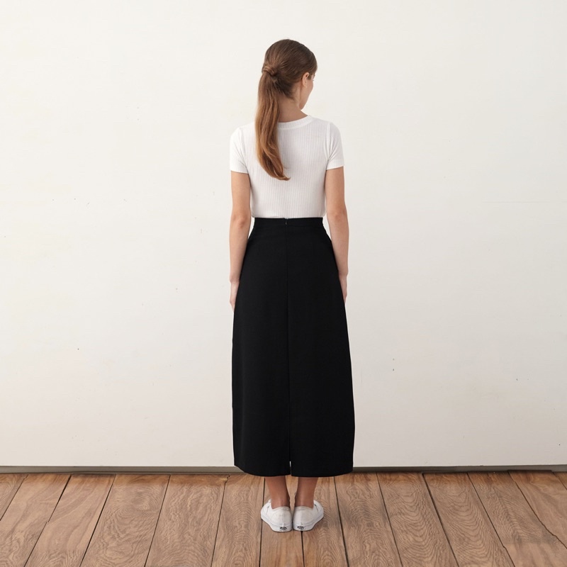 Andabove - Chân váy nữ dài trơn - Midi Skirt - Màu Đen