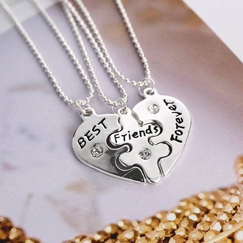 Bộ 3 vòng cổ tình bạn mặt hình tim khắc chữ &quot;Best Friends Forever&quot;