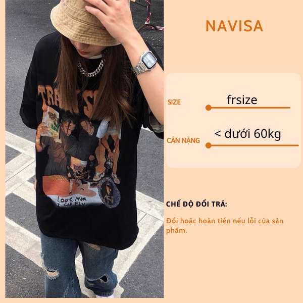 Áo thun nữ áo phông nữ unisex form rộng tay ngắn in hình cổ tròn NAVISA AT207