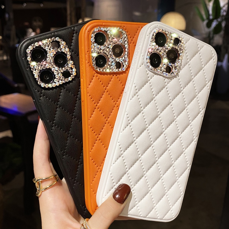 Ốp Điện Thoại Da Cứng Đính Kim Cương Giả Sang Trọng Cho iPhone 12 Pro Max 7 8 Plus X XS XR 11 SE