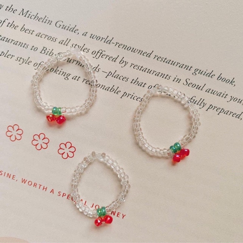 Nhẫn Hạt Cườm Cherry Đơn Giản