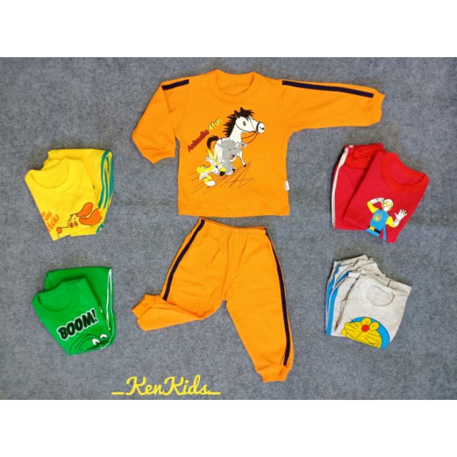 (5-13kg) Bộ dài bo màu sọc 2 bên - bé trai