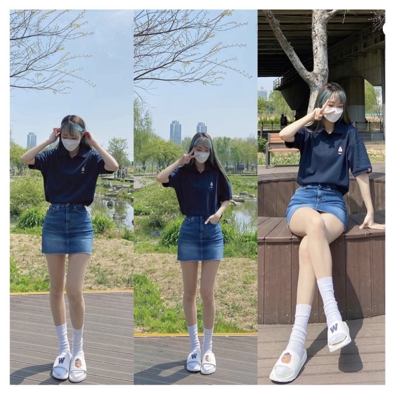 Dép WHOAU Quai Ngang Gấu Trắng Chính Hãng