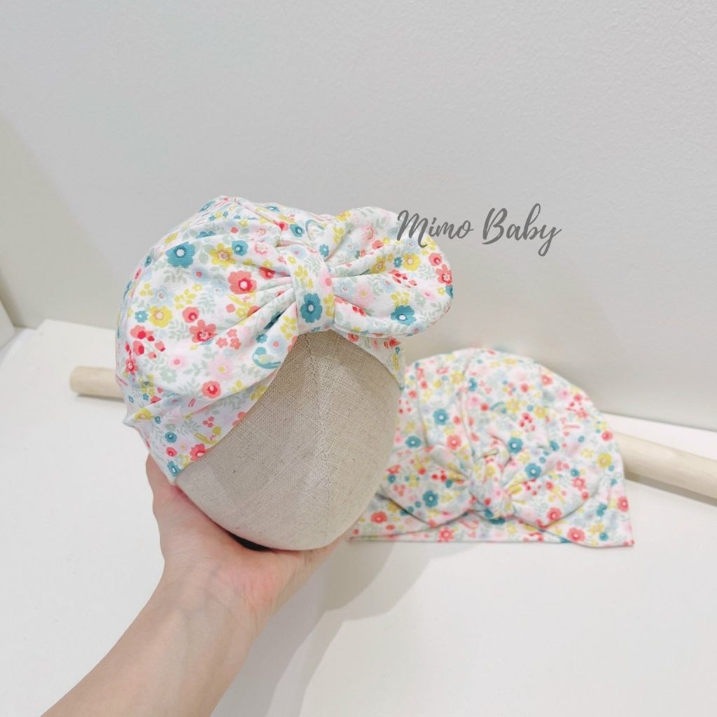 Mũ nón turban vải cotton họa tiết hoa nhí sắc màu dễ thương cho bé gái MTB169 Mimo Baby
