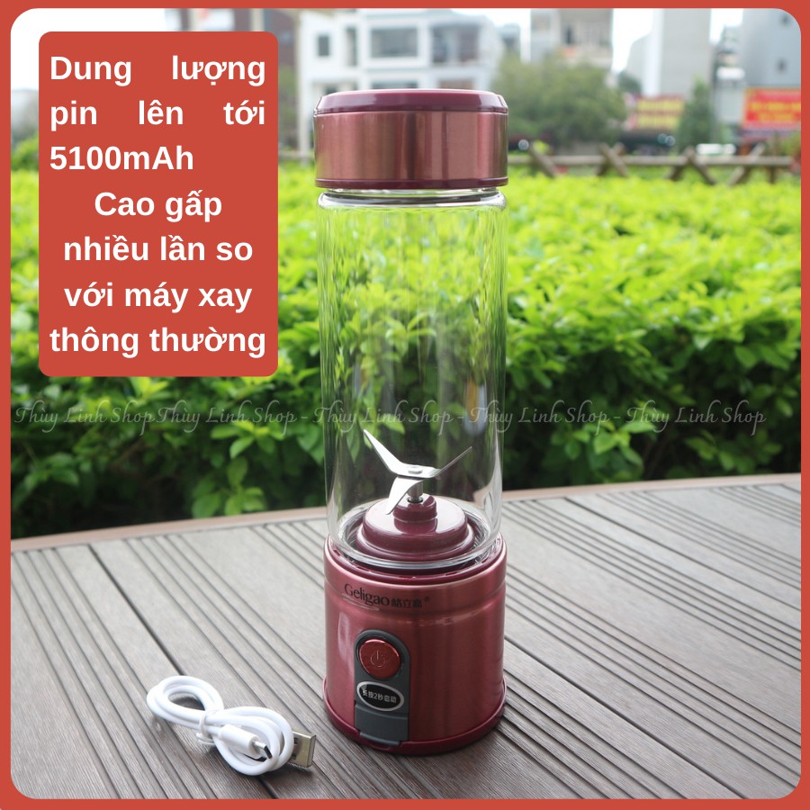 MÁY XAY SINH TỐ GELIGAO - XAY ĐƯỢC ĐÁ - MÁY XAY CẦM TAY MINI SẠC PIN CHÍNH HÃNG - BH 1 NĂM