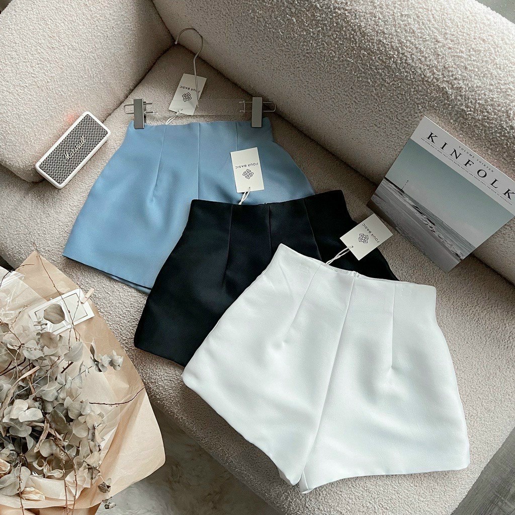 Quần short lưng cao xếp ly eo, 4 màu