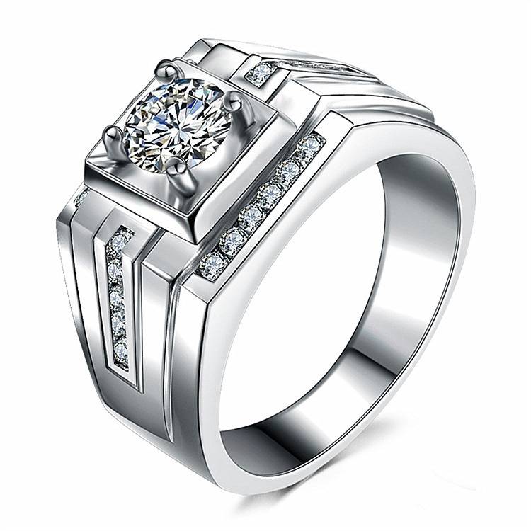 ✨Lấp Lánh✨ Nhẫn Mạ Bạch Kim 18K Đính Đá Sang Trọng Cho Nam
