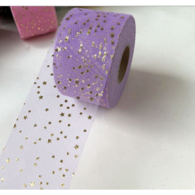 Ruy băng voan lưới sao bản 6cm làm phụ kiện handmade