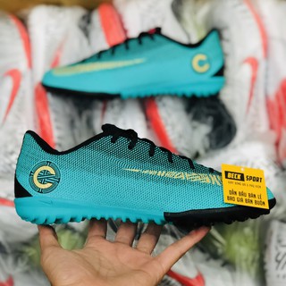 Giày bóng đá tq mercurial academy cr7 xanh lá đen tf