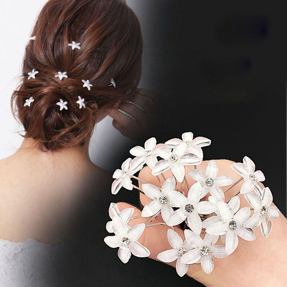 BORAG Set 10 Trâm Cài Tóc Chữ U Hoạ Tiết Hoa Đính Đá Lấp Lánh