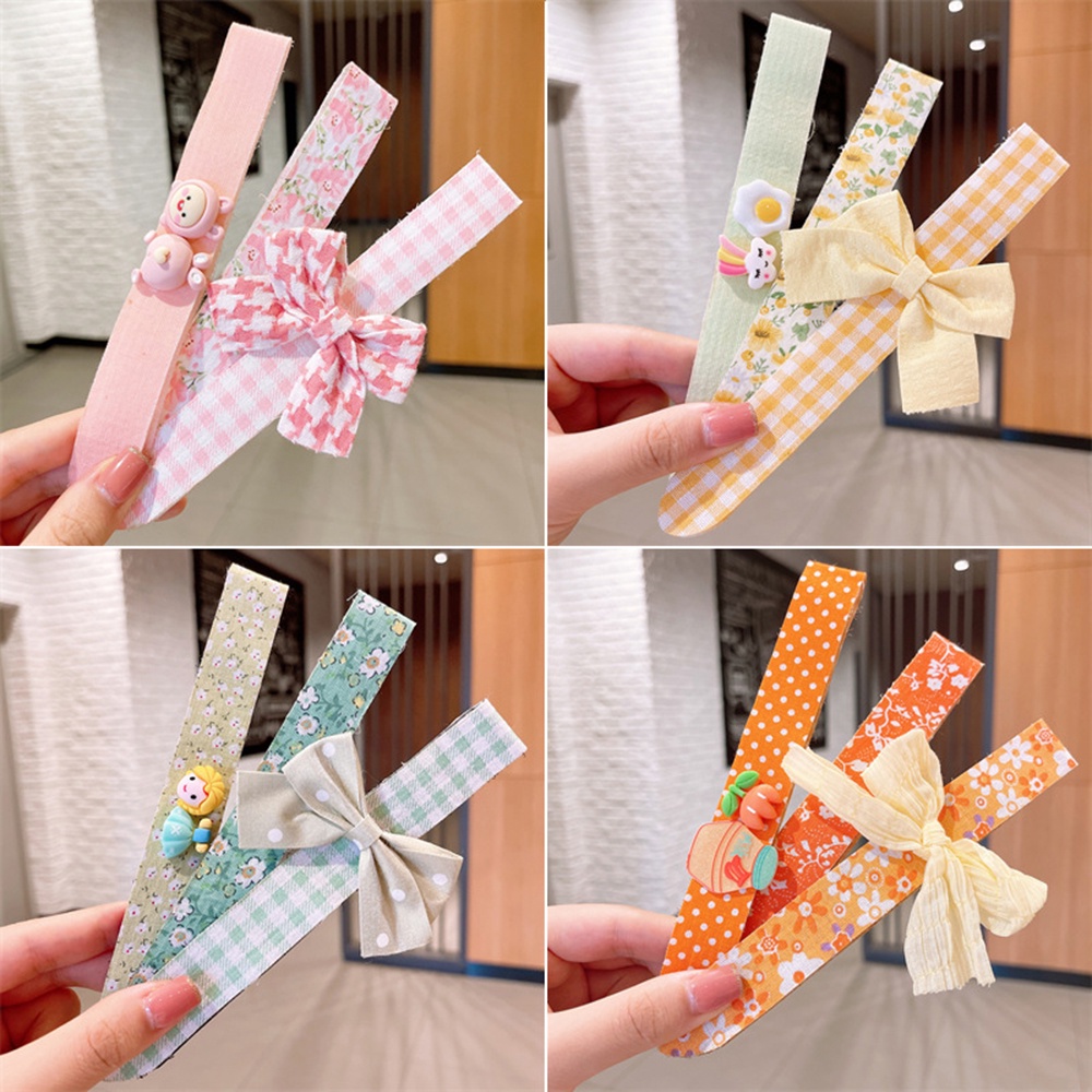 Bộ 3 băng đô cài tóc họa tiết kẻ sọc/hoa/chấm bi xinh xắn thời trang cho nữ