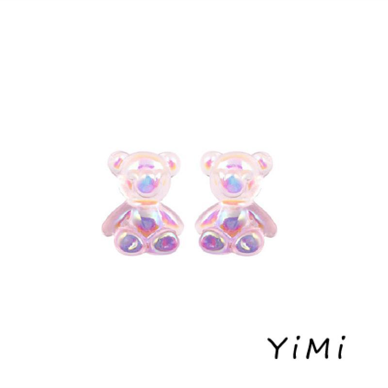 Bông tai xỏ lỗ hình gấu Teddy màu kẹo dễ thương phong cách Hàn Quốc cho nữ