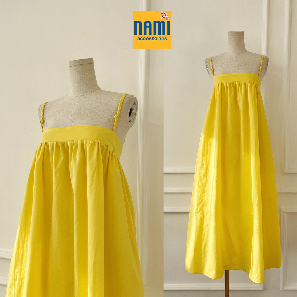 Đầm Babydoll Suông Rộng Dáng Dài Hai Dây Thắt Bím Xinh Xắn Dễ Thương - ATNU040