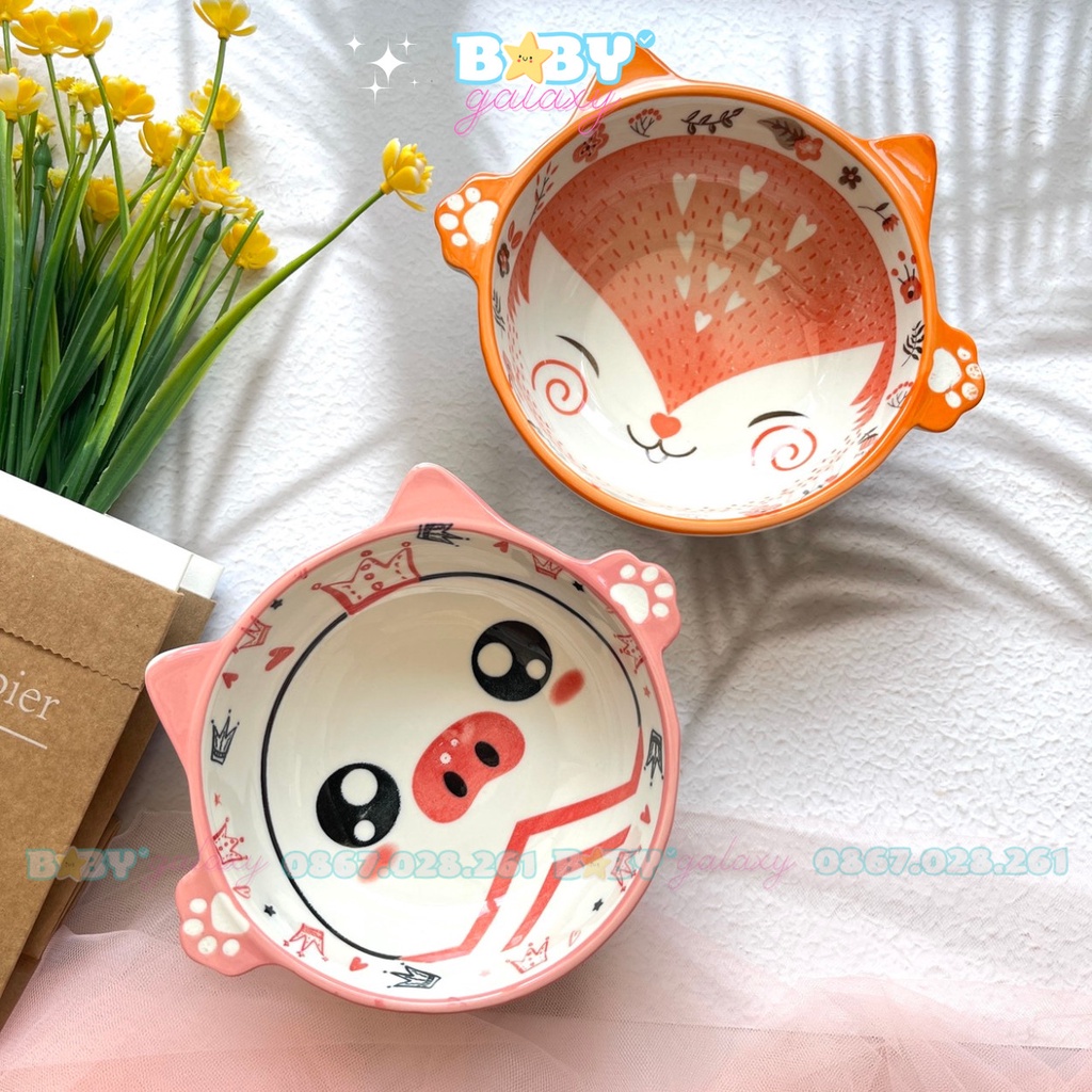 Chén Bát Ăn Dặm Gốm Sứ Hình Thú Size To 350ml Cho Bé - Babygalaxy