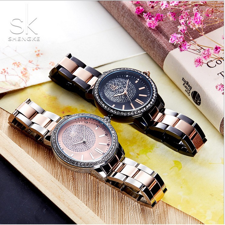 [Mã FAMAYFA2 giảm 10K đơn 50K] Đồng hồ nữ ShengKe dây demi viền đá K0075L | BigBuy360 - bigbuy360.vn
