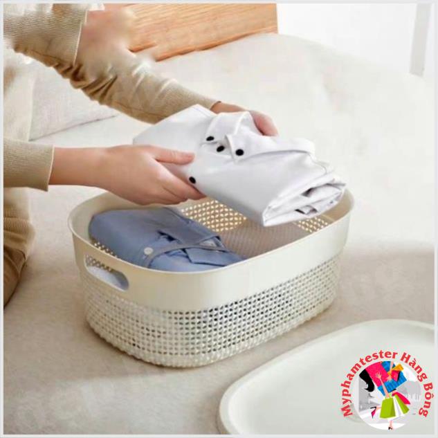 Rổ đựng đồ có nắp phong cách Hàn quốc cao cấp