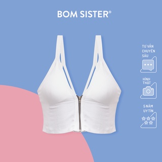 Áo lá mút mỏng cài trước dây kéo, áo lót không gọng croptop khoét lưng phối đồ BOM SISTER BR6620