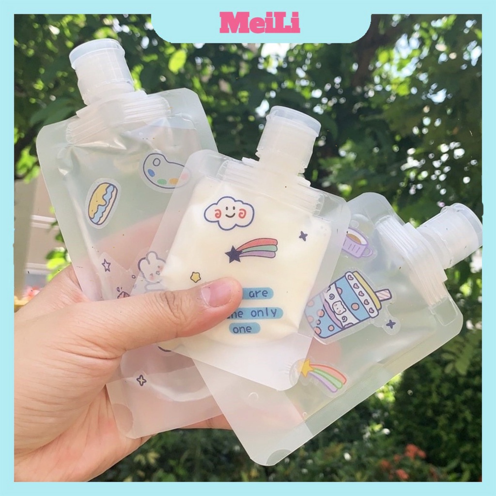 Sét 3Chai chiết mỹ phẩm 30ml/ 50ml/ 100ml -dầu gội , sữa tắm  Túi chiết mỹ phẩm -du lịch trong suốt mini chống nước (tuy