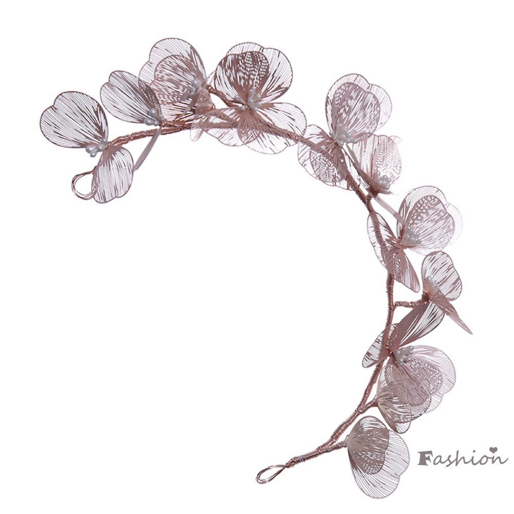 Băng Đô Cài Tóc Đính Hoa Mạ Vàng Thanh Lịch Cho Cô Dâu