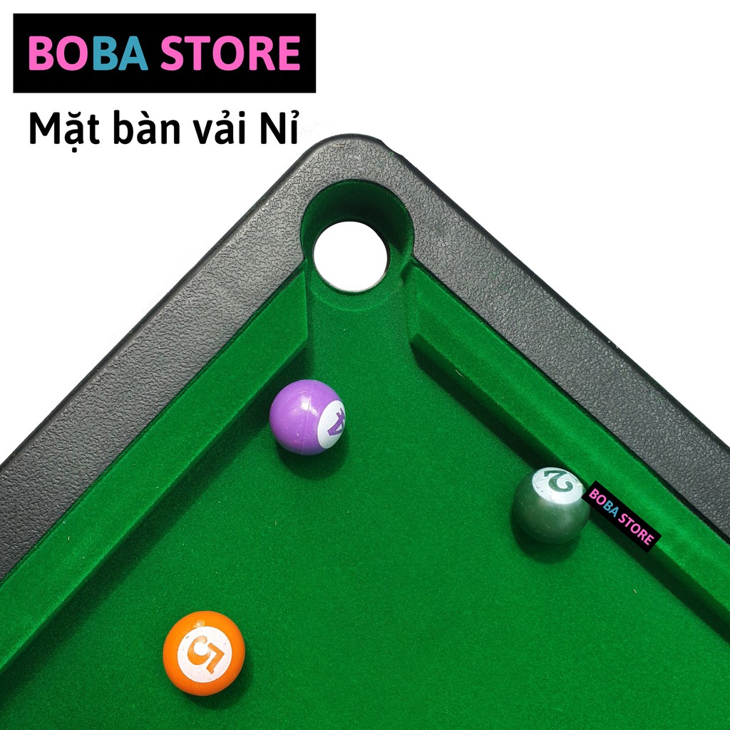 Bàn Bi a Mini BoBa Store Bida Mini giá rẻ cho trẻ em và người lớn, 10 bi Đánh Số - Mặt bàn Nỉ không bong