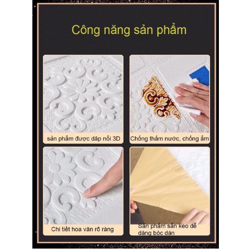 Xốp dán tường 3d kt 70x70 cm sẵn keo bóc dán , chống ẩm mốc | BigBuy360 - bigbuy360.vn