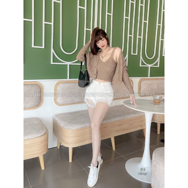 Sét Áo 2 Dây Kèm Áo Khoác Ngoài Cadigan Siêu Hot- Sét Áo Len- Sét Áo Len Hàng Quảng Châu Cao Cấp ( shop có bán sỉ)