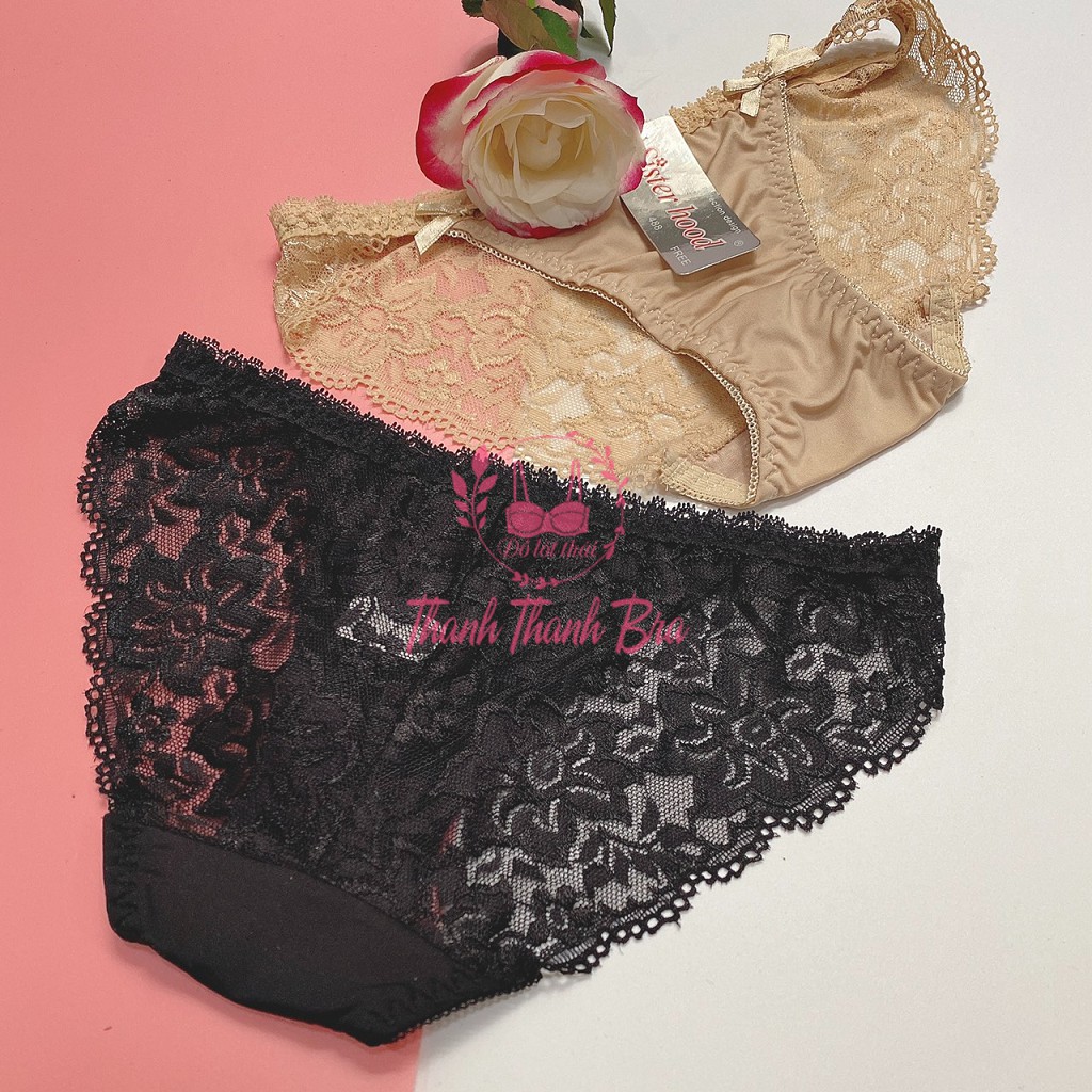 Quần lót nữ thái lan Sisterhood  #488 - Phối ren và thun lạnh - nơ xinh - Form M