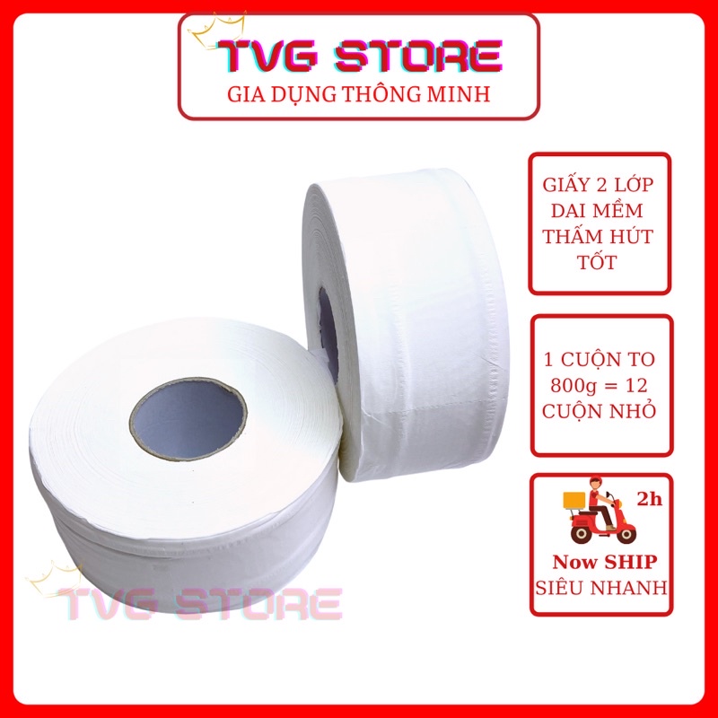 Giấy vệ sinh công nghiệp cuộn lớn 800g siêu tiết kiệm
