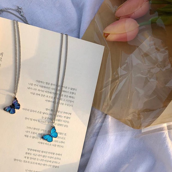 Vòng Đeo Tay Hình Bướm Xanh Kiểu Hàn Quốc Đơn Giản Xinh Xắn