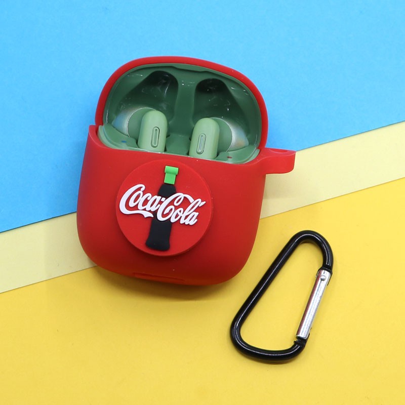 Vỏ bọc bảo vệ hộp sạc tai nghe không dây bluetooth TWS JBL TUNE 220 bằng silicone hoạt hình đáng yêu có móc khóa