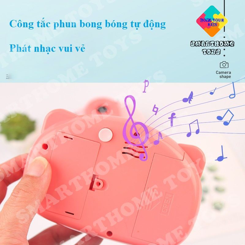 Máy Thổi Bong Bóng Xà Phòng Hình Máy Ảnh Có Nhạc – Đồ Chơi Vận Động Cho Bé SmartHome Toys