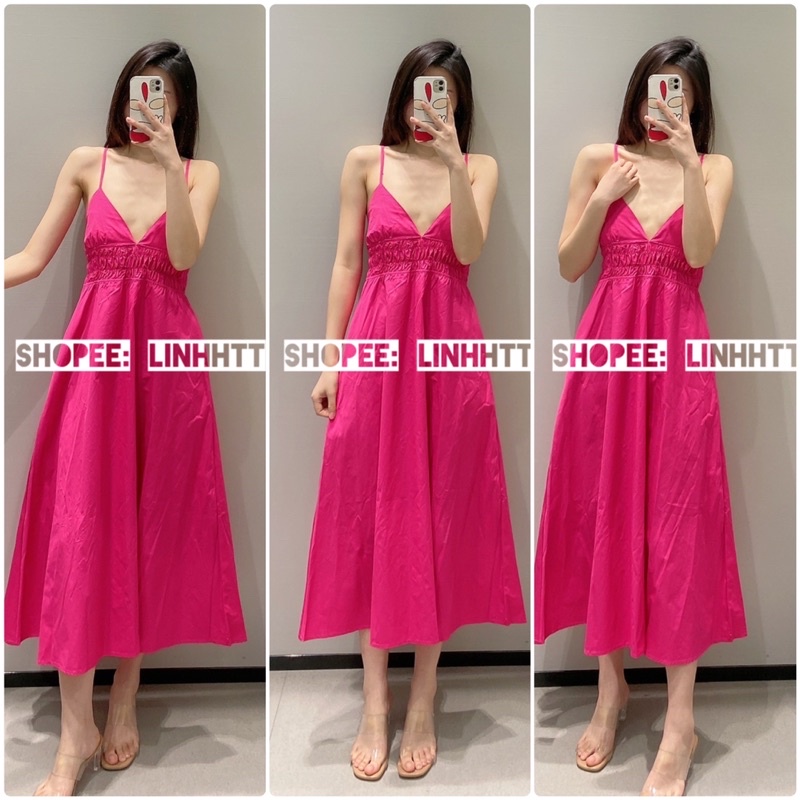 Váy 2 dây dáng dài sexy có túi sang chảnh cổ V