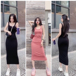 Đầm Body Ba Lỗ Form Dài Qua Gối