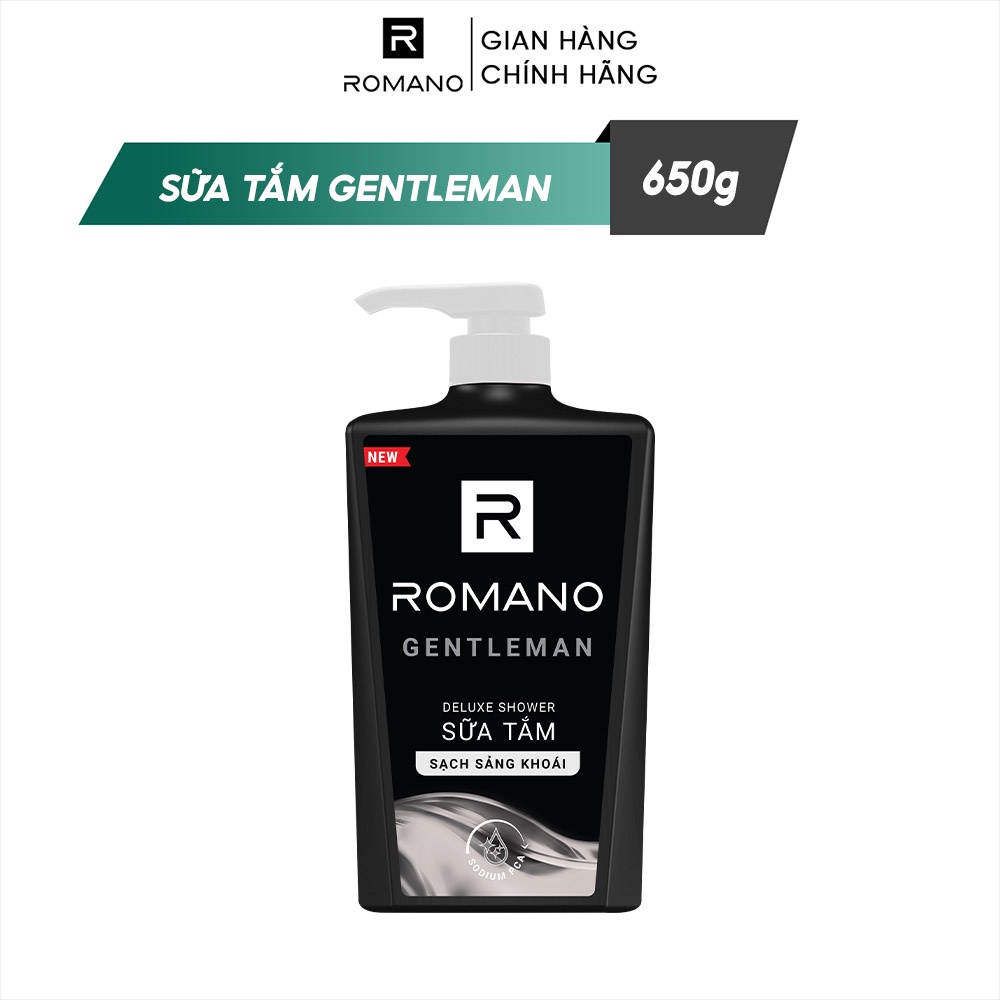 Combo Dầu gội và Sữa tắm Romano 650g/chai Gentleman