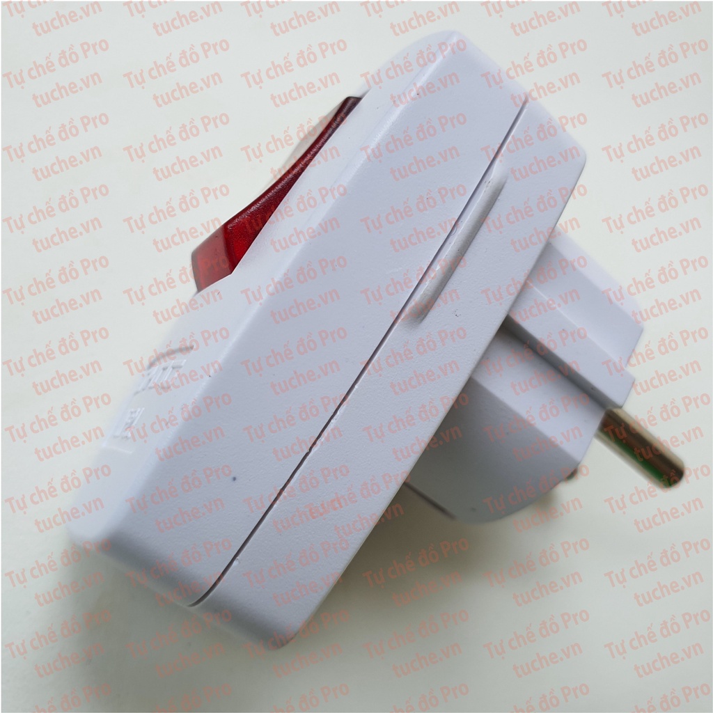 Phích cắm đầu gập 2 chân tròn to, công tắc đóng cắt 2 dây có đèn, chân Đồng 2200W